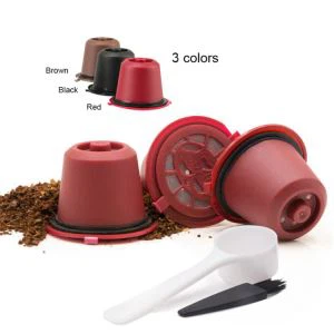 Boleh diguna semula Kapsul kopi Nespresso yang boleh diguna semula dengan penapis sudu plastik